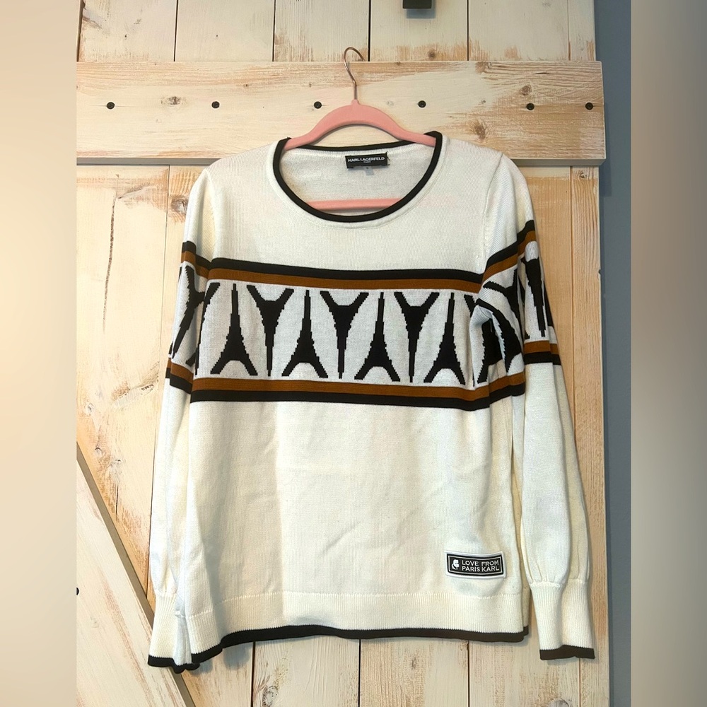 Karl Lagerfeld cream Eiffel Tower sweater